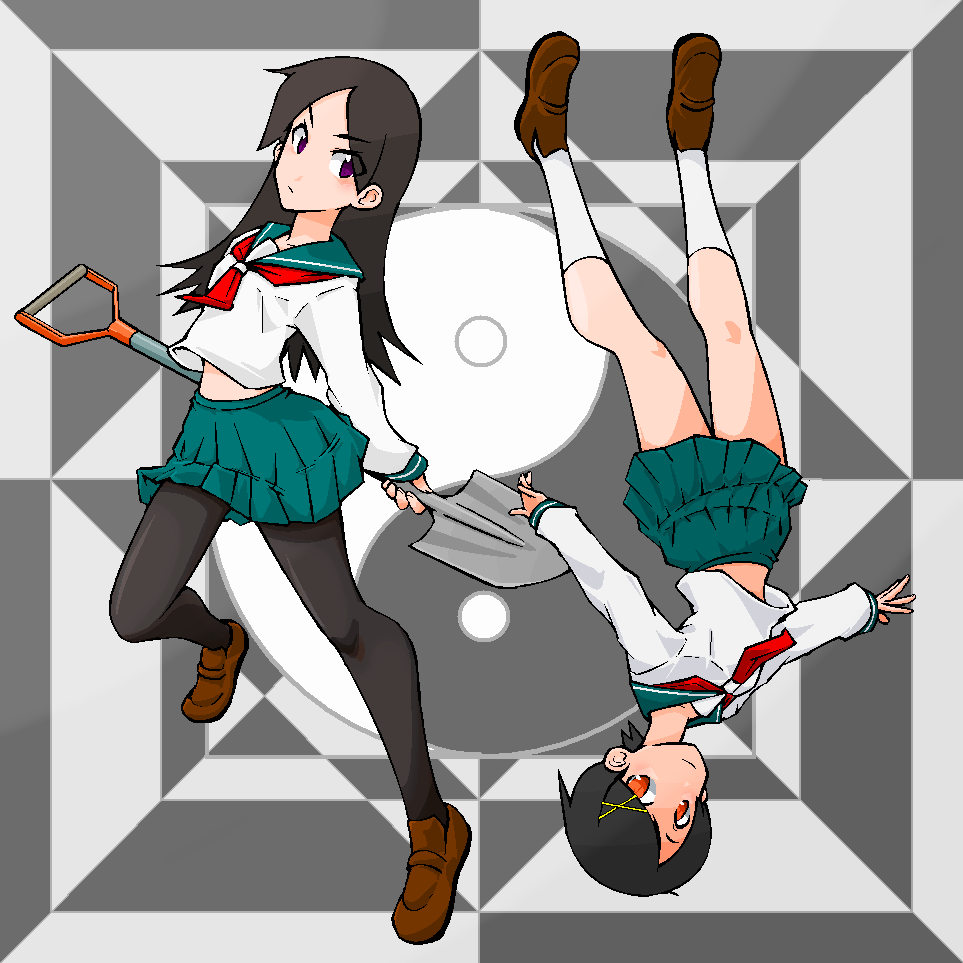 bangs, black_hair, fuura_kafuka, hair_ornament, hairclip, kitsu_chiri, legs, loafers