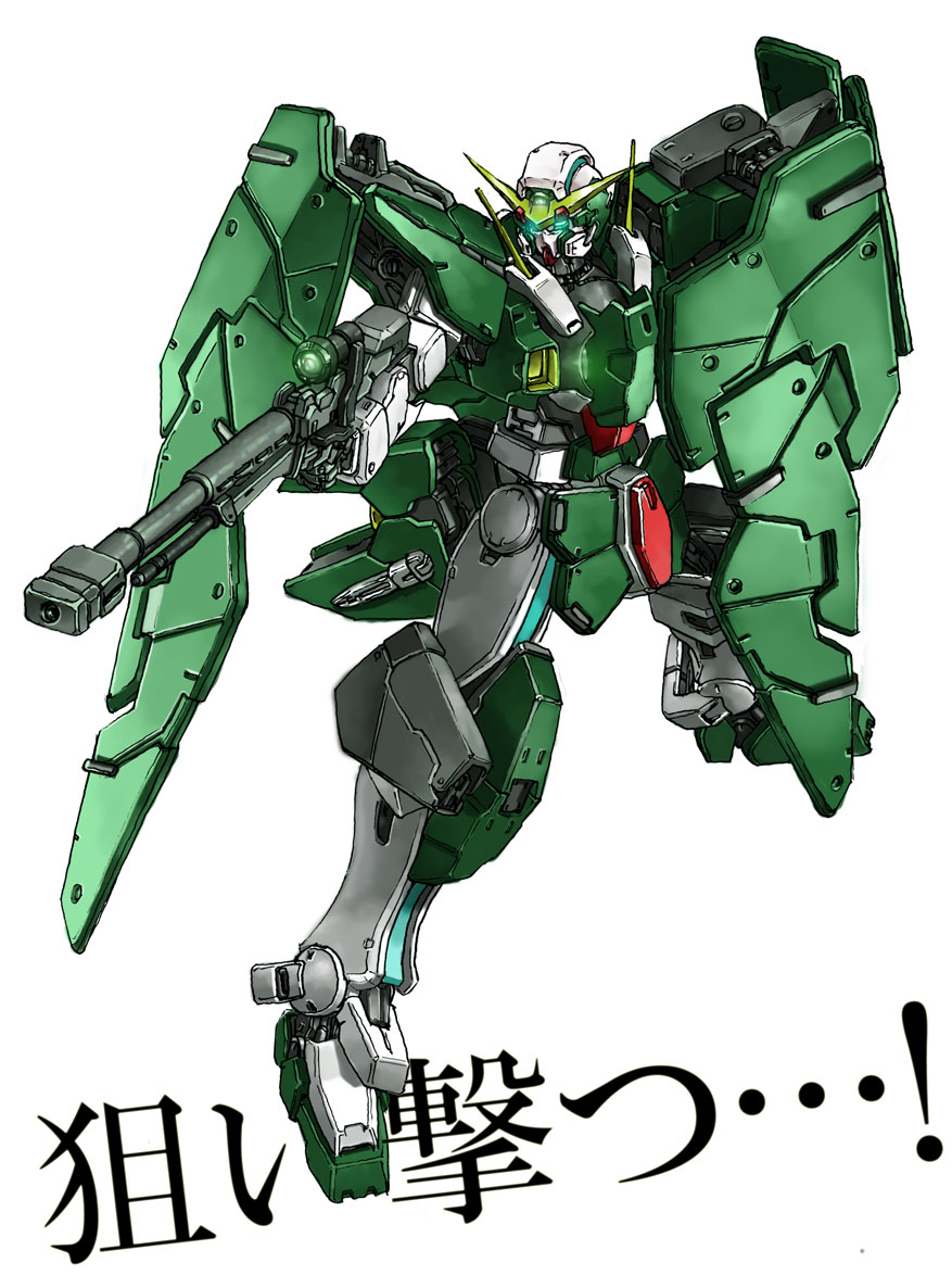 glowing, glowing_eyes, gun, gundam, gundam_00, mecha, retsujin, rifle