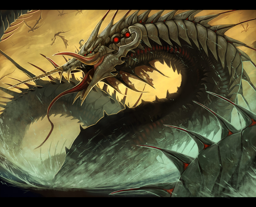 letterboxed, monster, multiple_eyes, no_humans, parata, pixiv_fantasia, pixiv_fantasia_sword_regalia, tongue
