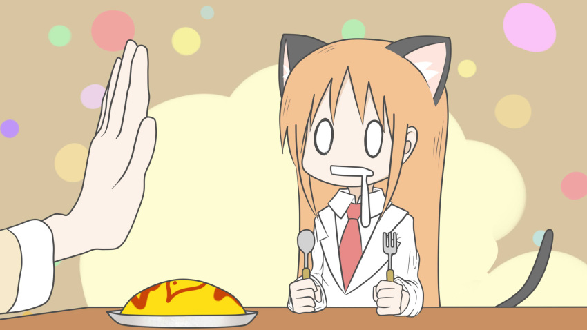 2girls, animal_ears, asahina_hiyori_(tattu), brown_hair, cat_ears, cat_tail, child, drooling