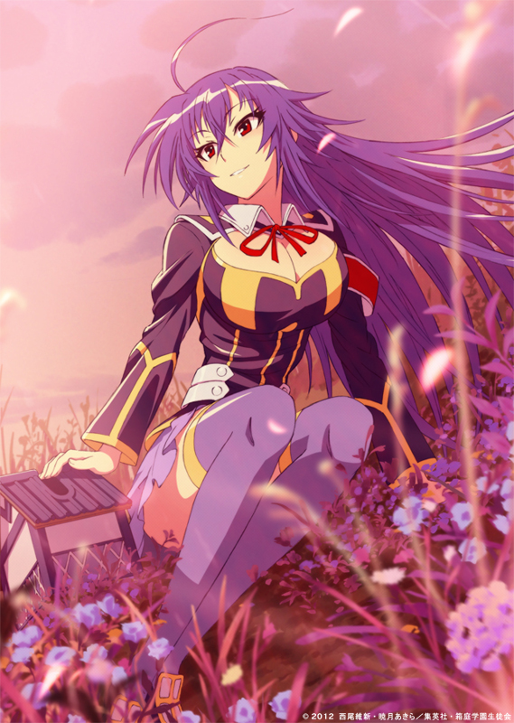 armband, cleavage, flowers, gainax, kurokami_medaka, large_breasts, long_hair, medaka_box