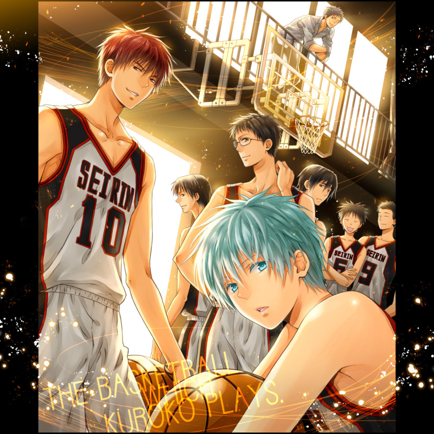 bad_id, basketball, basketball_uniform, black_hair, blue_eyes, blue_hair, brown_eyes, brown_hair