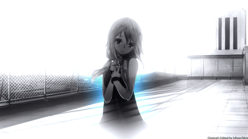 black_and_white, guilty_crown, hinasaki, innocent, pink_hair, school, yuzuriha_inori