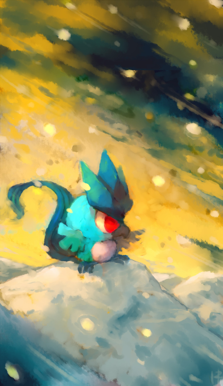 articuno, bird, chibi, creature, highres, long_image, minimized, no_humans