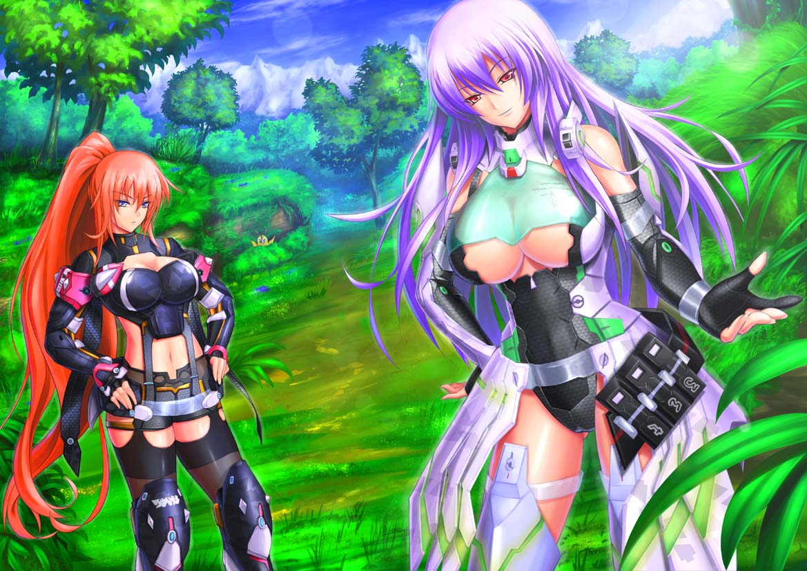 alisa_landeel, forest, multiple_girls, nature, neighbor_quartz, orange_hair, phantasy_star, phantasy_star_online_2
