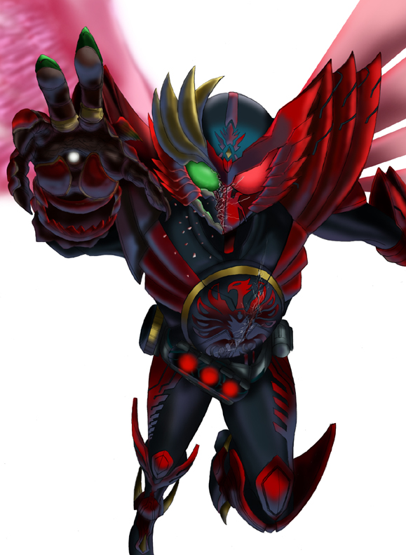 ankh_(ooo), arudebido, belt, crack, cracks, fusion, kamen_rider, kamen_rider_ooo, kamen_rider_ooo_(series), male, mask, solo, tajador_(ooo_combo), wings