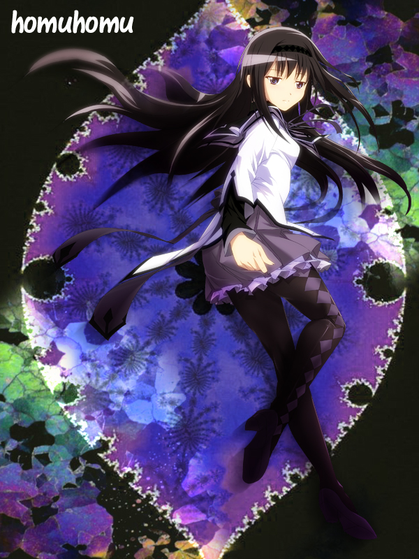 akemi_homura, black_hair, fractal, hairband, high_heels, long_hair, magical_girl, mahou_shoujo_madoka_magica