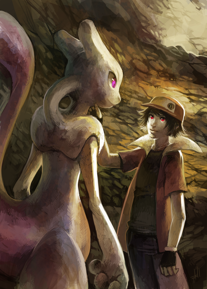 baseball_cap, black_gloves, black_hair, boy, cave, creature, gloves, hat