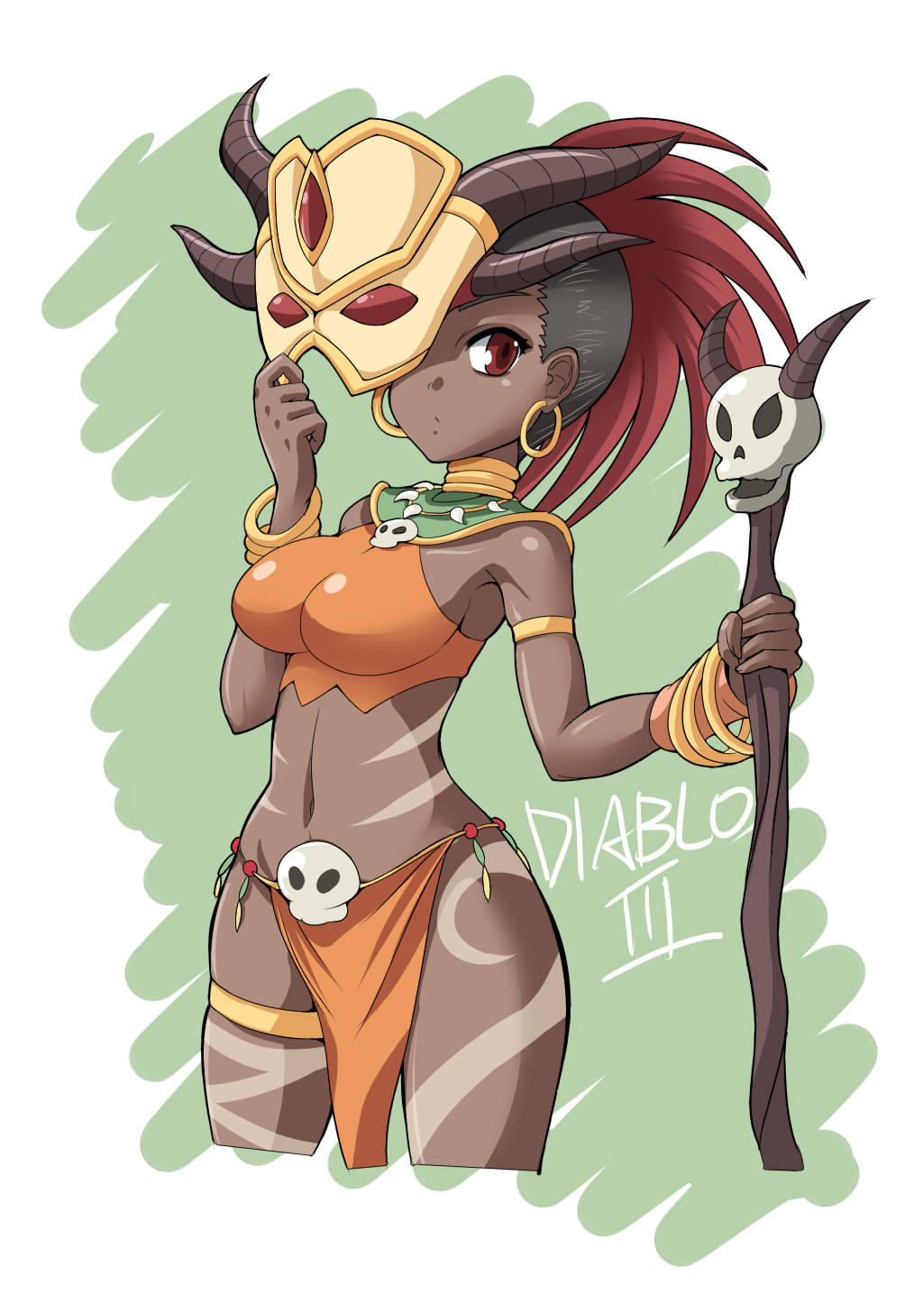 dark_skin, diablo, diablo_3, highres, mask, mask_removed, nekoi_hikaru, red_eyes
