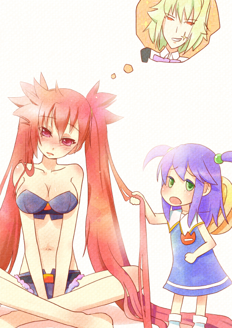 arcana_heart_3, breasts, eko, eko_(arcana_heart), hair_grab, large_breasts, long_hair, navel