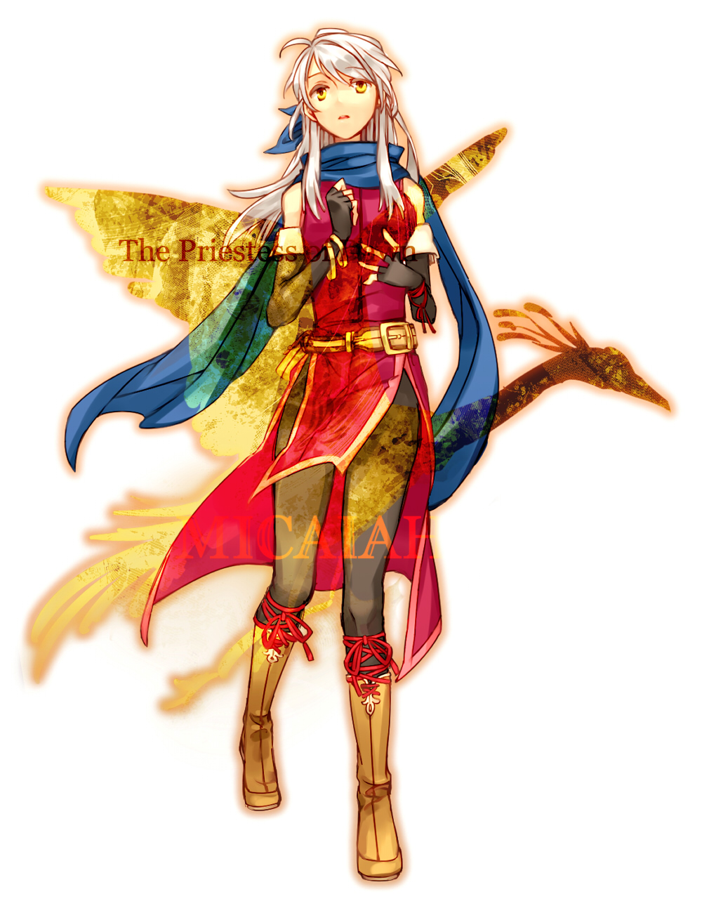 belt, bird, black_legwear, boots, elbow_gloves, fingerless_gloves, fire_emblem, fire_emblem:_akatsuki_no_megami