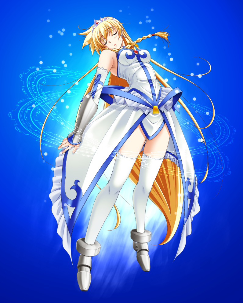 blonde_hair, dress, iris, iris_(princess_waltz), princess_waltz, solo, thigh-highs, thighhighs