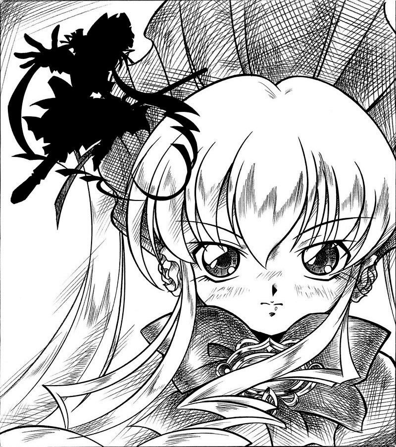 arukime, bonnet, bow, flower, monochrome, outstretched_hand, rozen_maiden, shinku