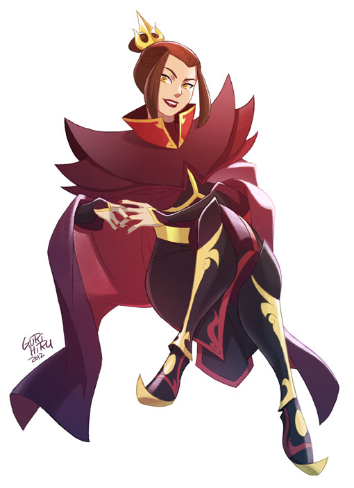 avatar:_the_last_airbender, azula, brown_hair, cape, chinese_clothes, gurihiru, hair_bun, lipstick