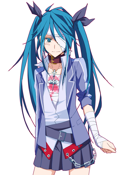 bad_id, bandage, bandages, belt, blue_eyes, blue_hair, crossdressinging, hatoful_kareshi