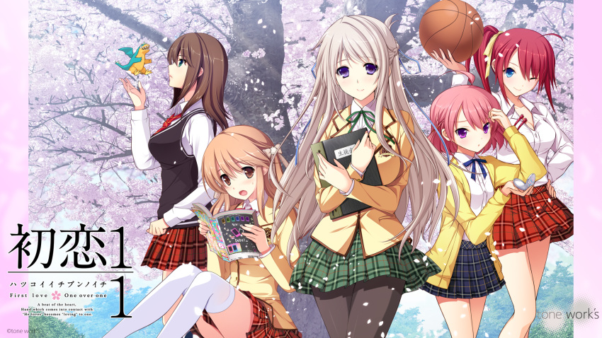 fujikawa_runa, hatsukoi_1/1, makabe_midori, morino_yukino, thighhighs, tokizaki_maya, tsukishima_kyou