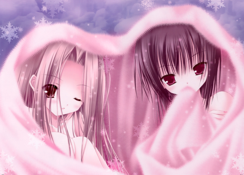 2girls, blonde_hair, brown_hair, duel_dolls, mariangela_claudio_culeman, red_eyes, sizuku_vancassel, tinkle