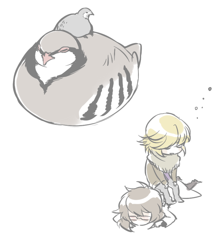bird, glasses, hatoful_kareshi, iwamine_shuu, male, multiple_boys, nanaki_kazuaki, personification