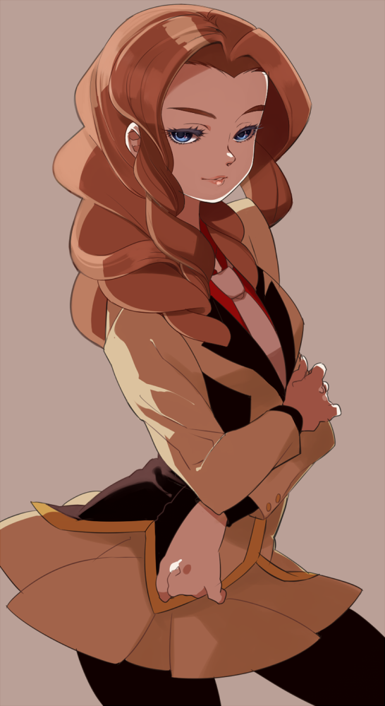 blue_eyes, brown_hair, long_hair, mawaru_penguindrum, natsume_masako, pantyhose, shiyouma, simple_background