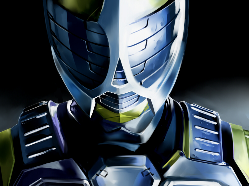 1boy, close-up, doku_gorira, helmet, kamen_rider, kamen_rider_accel, kamen_rider_w, male, solo