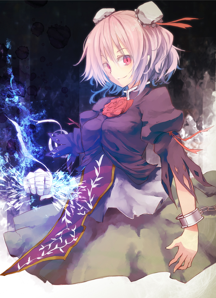 alternate_color, bandage, bandages, chain, chains, clenched_hand, disembodied_limb, double_bun