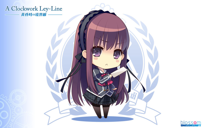ahoge, chibi, gears, hair_ornament, juliet_sleeves, long_hair, long_sleeves, official_art