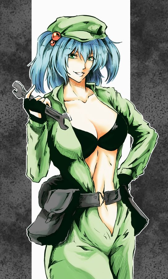 adult, alternate_costume, belt, blue_hair, bra, breasts, cleavage, eva_(mgs)