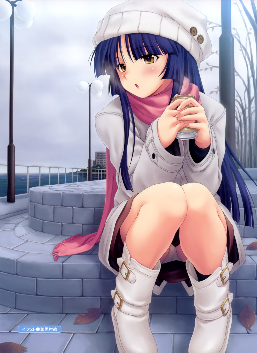 bangs, blunt_bangs, blush, dengeki_moeoh, dengeki_moeou, hat, highres, hime_cut