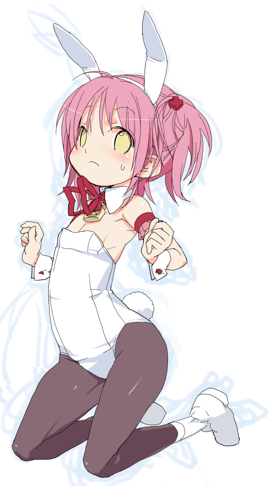 arm_garter, bare_shoulders, bow, bunny_ears, bunny_girl, bunnysuit, flat_chest, hair_ornament