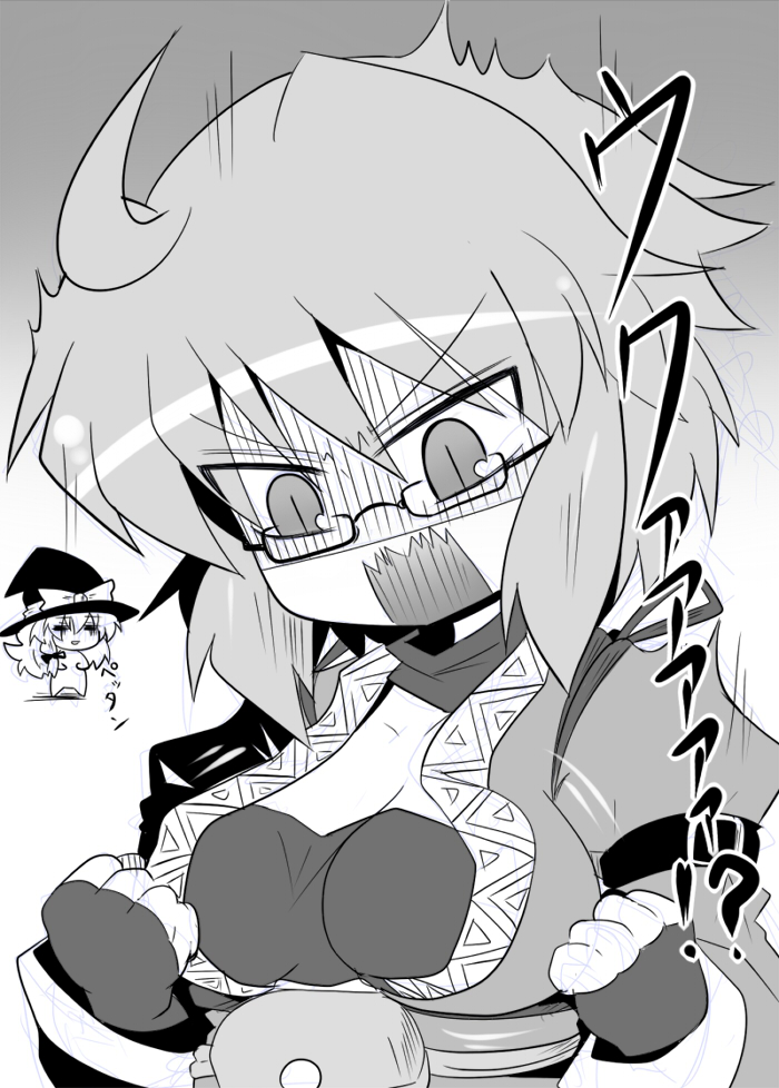 53, ahoge, bow, braid, breast_envy, breasts, collarbone, genderswap