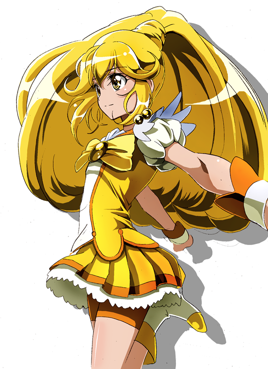 bike_shorts, blonde_hair, boots, cure_peace, kise_yayoi, long_hair, magical_girl, ponytail