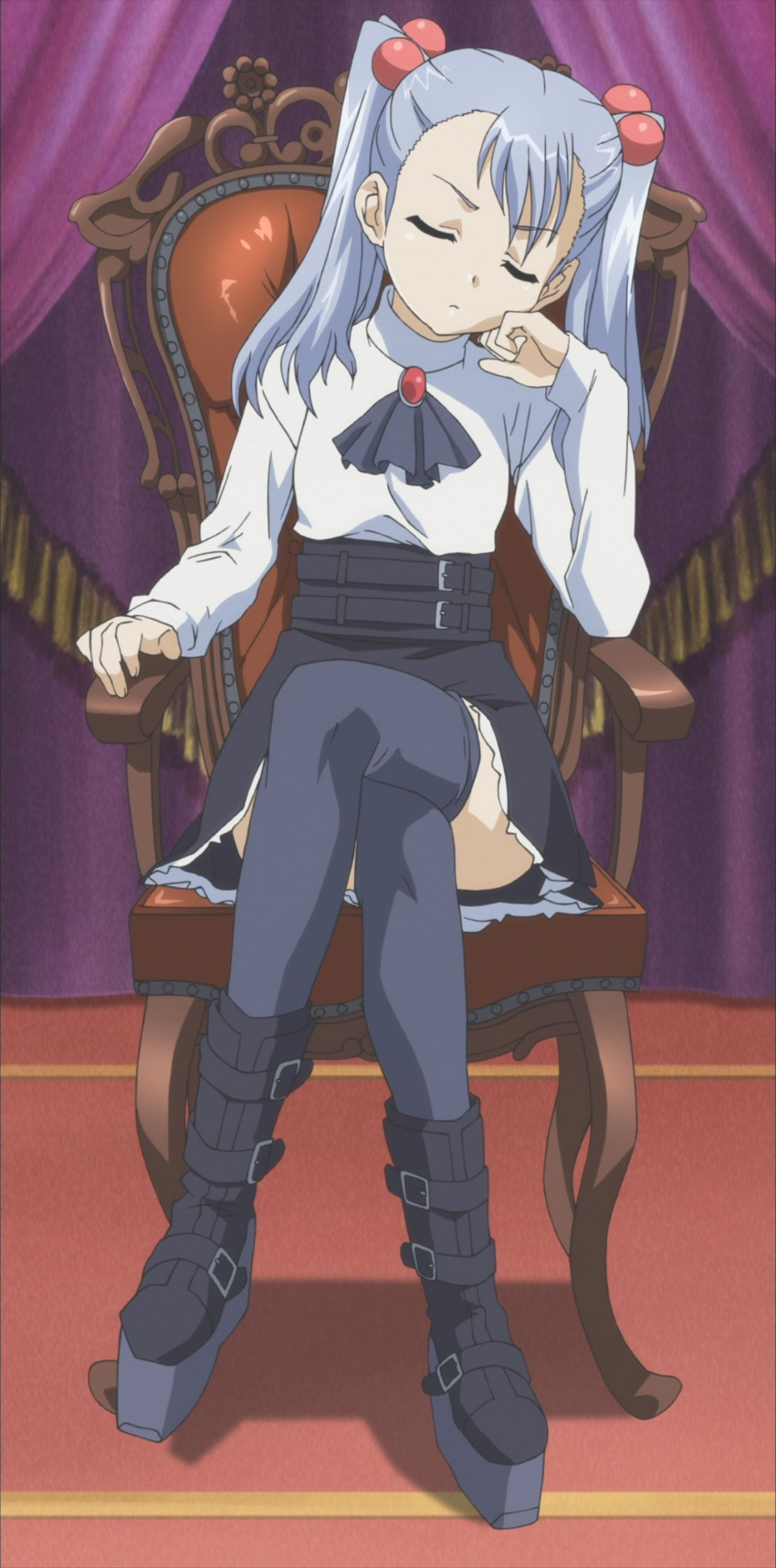 blue_hair, legs, long_hair, nogizaka_haruka_no_himitsu, sitting, skirt, sleeping, tagme