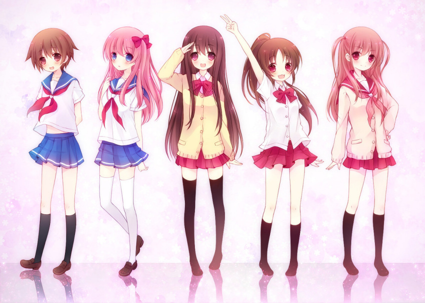 :3, atarashi_ako, black_legwear, brown_hair, fang, haramura_nodoka, konayuki, loafers
