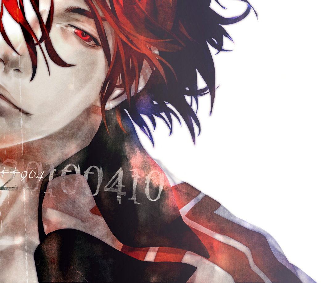 2010, dated, gensou_suikoden, gensou_suikoden_ii, kaburaya, male, red_eyes, red_hair, redhead, seed_(suikoden), solo, white_background