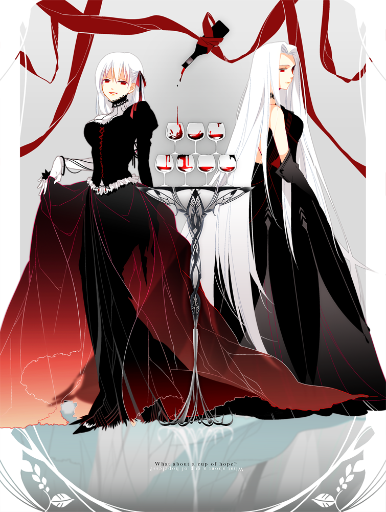 bottle, cup, dark_persona, dark_sakura, dress, fate/stay_night, fate/zero, fate_(series)