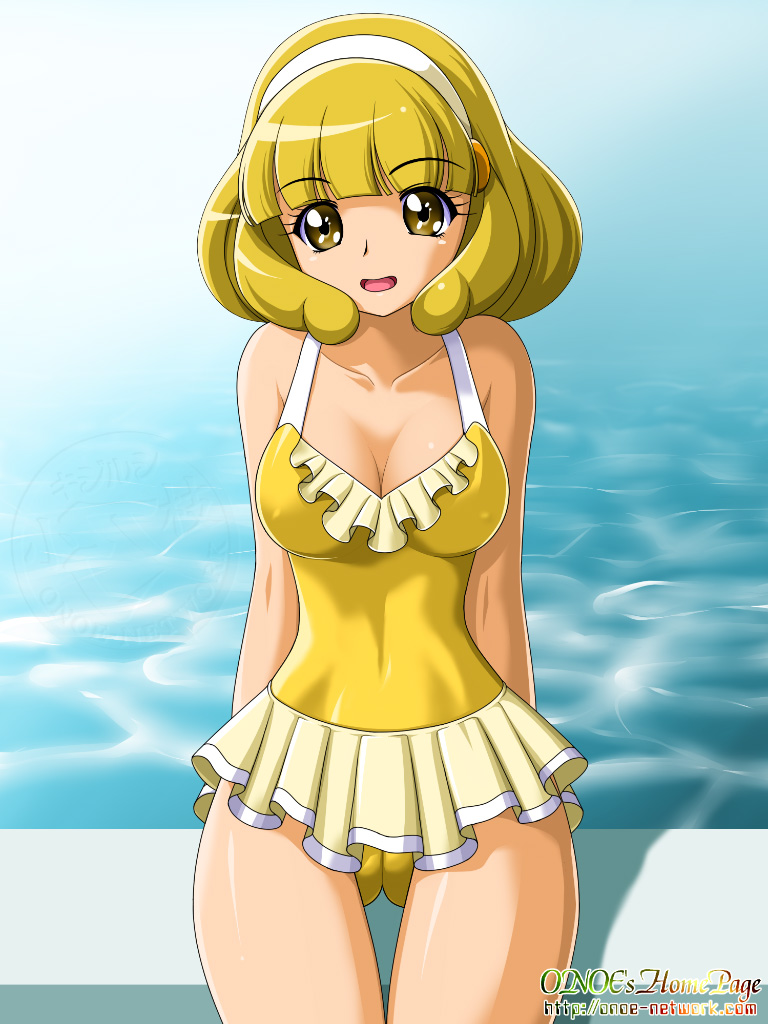 adult, blonde_hair, casual_one-piece_swimsuit, hairband, kise_yayoi, one-piece_swimsuit, onoe, precure