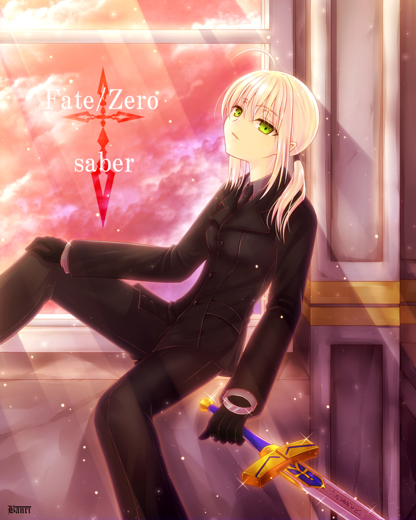 ahoge, banri, blonde_hair, character_name, command_spell, excalibur, fate/zero, fate_(series)