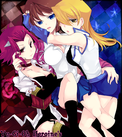 blonde_hair, blue_eyes, brown_hair, choker, elbow_gloves, gloves, hand_on_ass, izayoi_aki