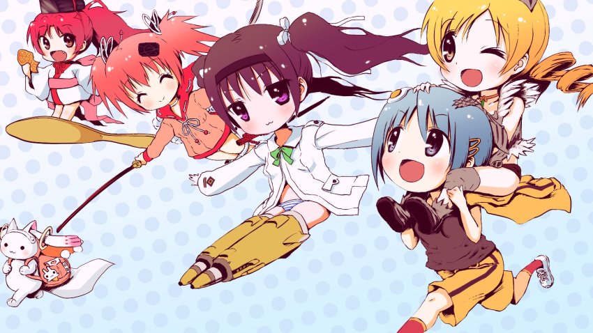 :3, akemi_homura, alternate_hairstyle, araragi_karen, araragi_karen_(cosplay), backpack, bag, bakemonogatari