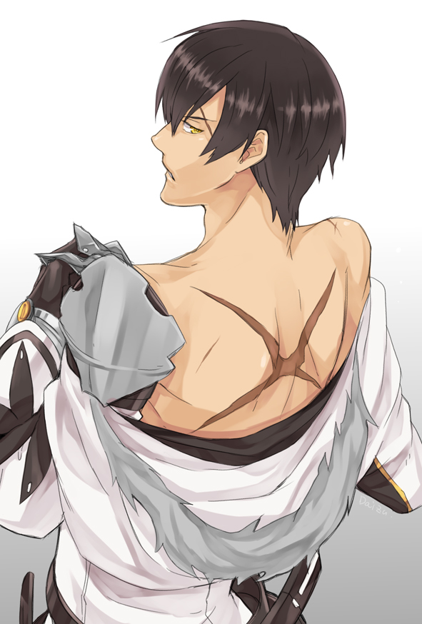 back, bad_id, black_hair, coat, daizu_yan, elsword, expressionless, gloves