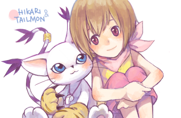 animal_ears, ayame_(artist), blue_eyes, blush, brown_hair, cat, cat_ears, character_name