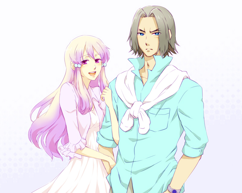 aquarion_(series), aquarion_evol, arm_hug, bad_id, blue_eyes, couple, izumo_kamurogi, pink_hair