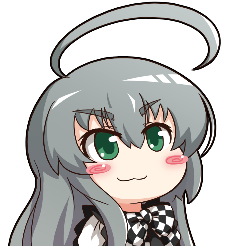 :3, ahoge, blush_stickers, green_eyes, grey_hair, haiyore!_nyaruko-san, mesou-san, nyarlathotep_(nyaruko-san)