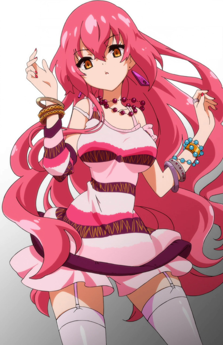 absurdres, bracelet, dress, earrings, garter_straps, highres, jewelry, long_hair