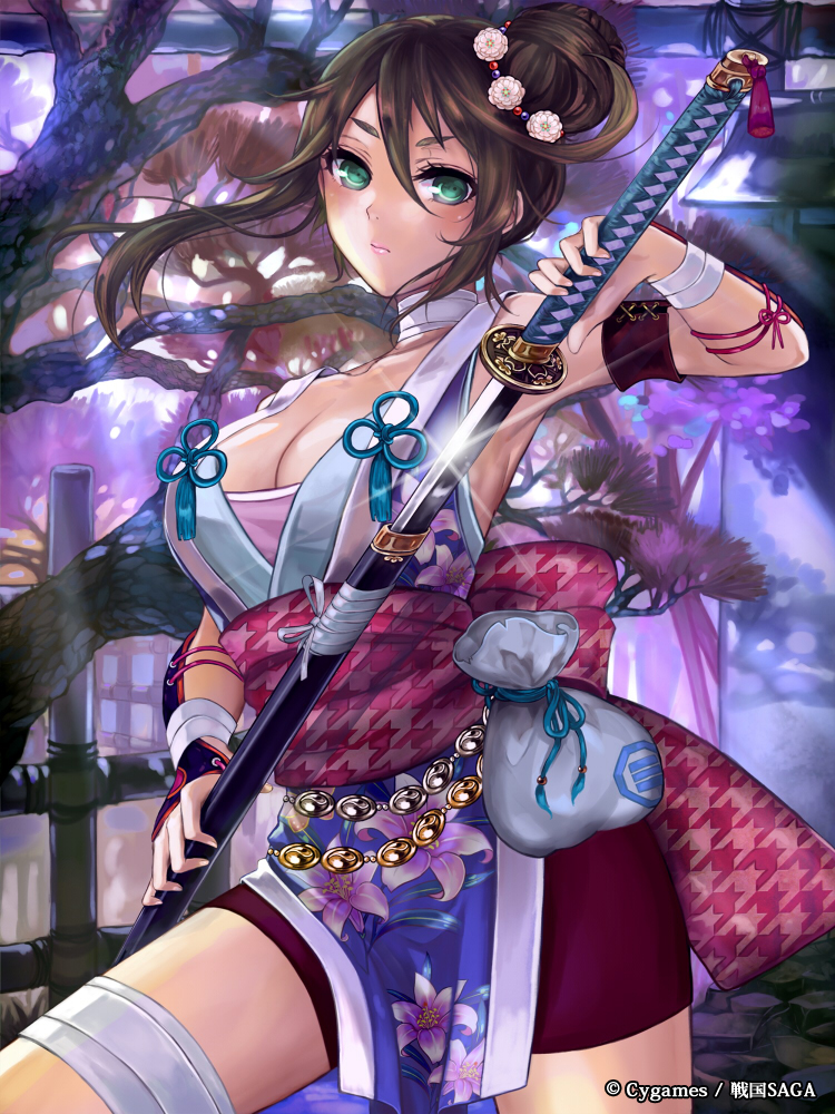arm_guards, armband, bad_id, bandage, bandages, bike_shorts, breasts, brown_hair