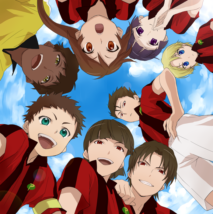 6+boys, aoto_gonzales_takuma, black_hair, blonde_hair, blue_eyes, brothers, brown_eyes, brown_hair