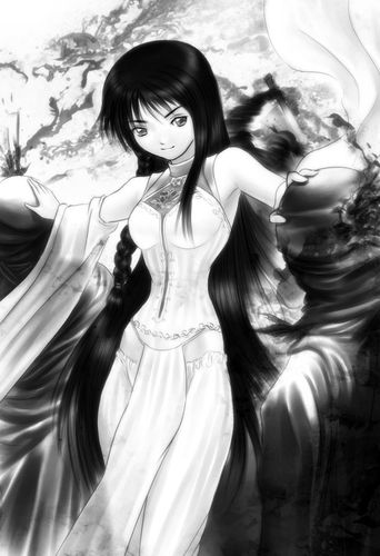 detached, dress, explode, long_hair, monochrome, s_zenith_lee, sleeves, tagme