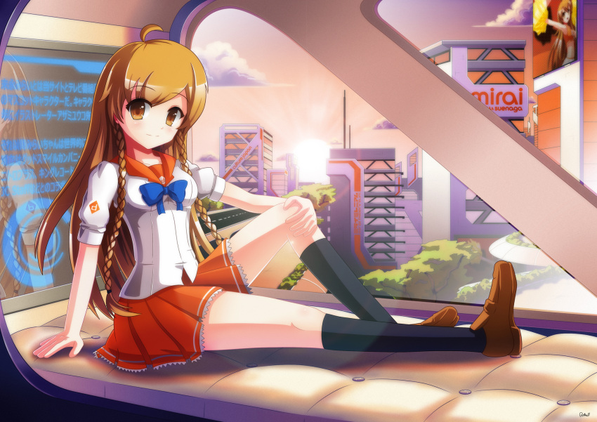 ahoge, black_legwear, braid, brown_eyes, brown_hair, danny_choo_(website), exiled-artist, futuristic