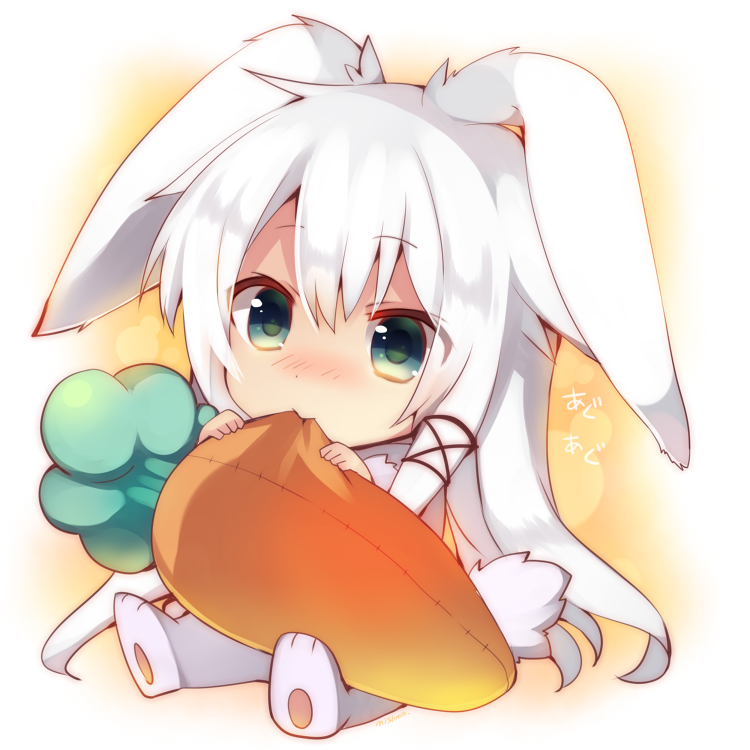 anceril_sacred, animal_ears, animalization, blush, bunny, bunny_ears, carrot, chibi