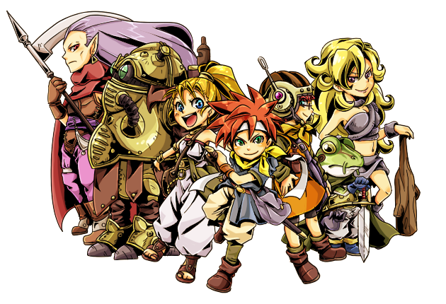 ayla, blonde_hair, blue_eyes, cape, chibi, chrono_trigger, club, crono